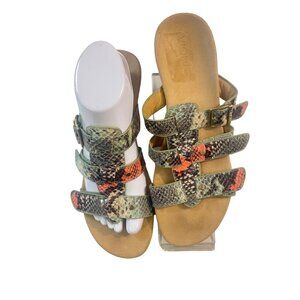 Vionic Sandals Park Radia Wedge Multi Color Snakeskin print size 9
